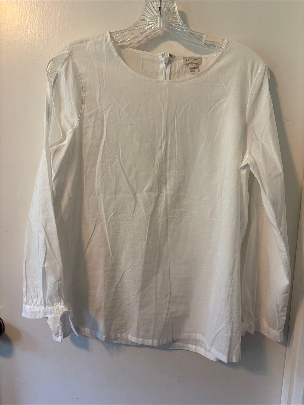J. Crew White Long-Sleeve Cotton Top